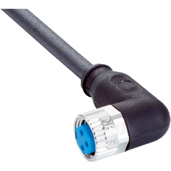 M08A Fem Coudé 3p; Câble PUR 3x0.25 Noir Cpc 10m-Lire la description