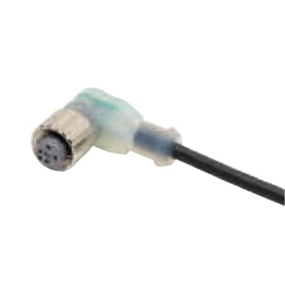 M12A Fem Coudé 3p LED PNP; Câble PUR 3x0.32 Noir 5m-Lire la description