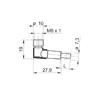 M08A Fem Coudé 3p; Câble PUR 3x0.25 Gris/Noir Cpc 2m-Lire la description