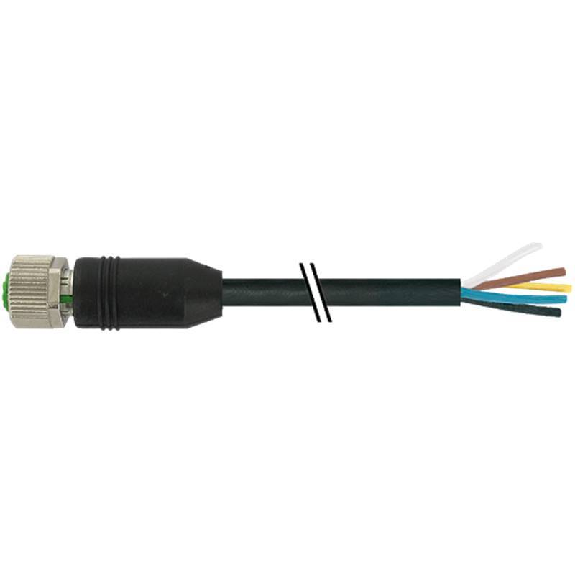 M12A Fem Droit 12p; Câble PUR (UL/CSA) 12x0,14 Noir Cpc 2m-Lire la description