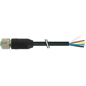 M12A Fem Droit 12p; Câble PUR (UL/CSA) 12x0,14 Noir Cpc 2m-Lire la description