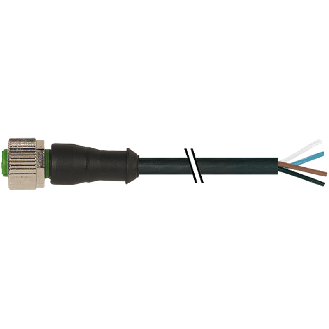 M12A Fem Droit 4p Inox V2A; Câble PUR (UL/CSA) 4x0,34 Noir Cpc 10m-Lire la description