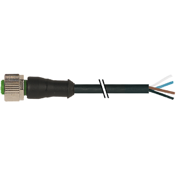 M12A Fem Droit 4p Inox V2A; Câble PUR (UL/CSA) 4x0,34 Noir Cpc 10m-Lire la description