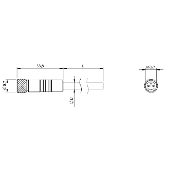 M08A Fem Droit 3p; Câble FEP 3x0.34 Noir 5m-Lire la description