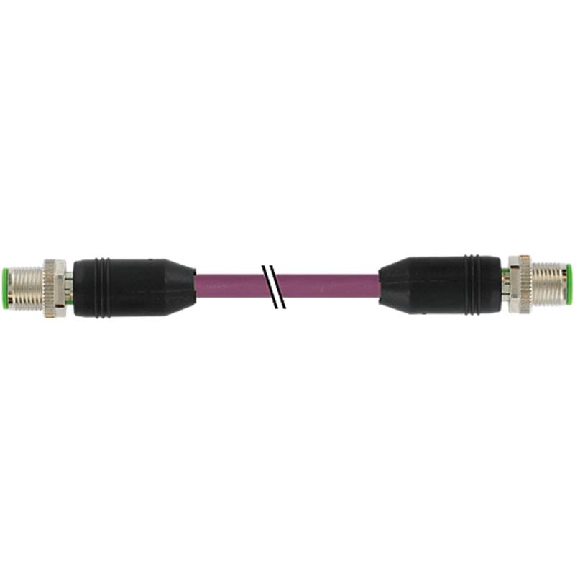 M12 Mâle 0°/M12 Mâle 0°; PUR Blindé 2x2x0.34 Violet Ethernet Cpc 10m-Leggi tutto
