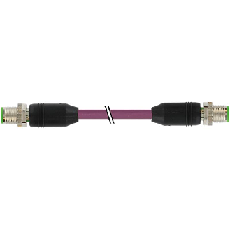M12 Mâle 0°/M12 Mâle 0°; PUR Blindé 2x2x0.34 Violet Ethernet Cpc 10m-Lire la description