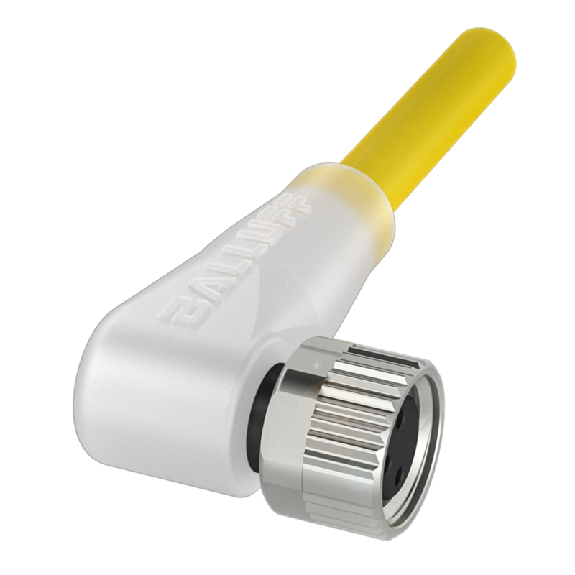 M08A Fem Coudé 3p LED (x2); Câble PUR 22 AWG Jaune Cpc 2m-Lire la description