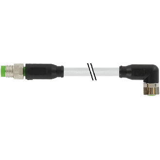 M08A Fem Coudé 3p/M08A Mâle Droit 3p; PVC (UL/CSA) 3x0.25 Gris 5m-Lire la description