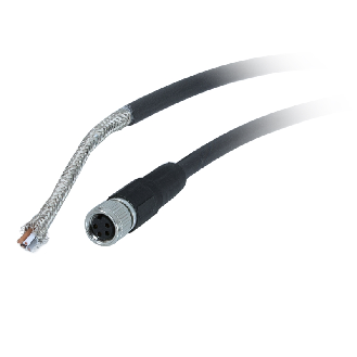 M08A Fem Droit 4p; Câble PUR Blindé 4x0.25 Gris/Noir Cpc 5m-Lire la description
