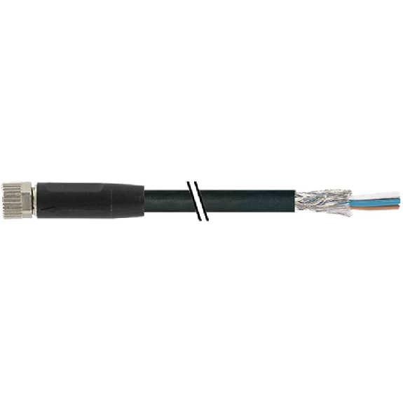 M08A Fem Droit 4p; Câble PVC UL/CSA Blindé 4x0.34 Noir 5m-Lire la description