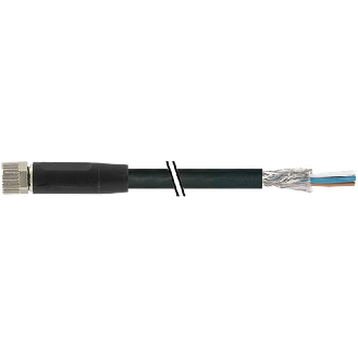 M08A Fem Droit 4p; Câble PVC UL/CSA Blindé 4x0.34 Noir 5m-Lire la description