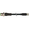 M08A Fem Droit 4p/M12A Mâle Droit 4p; PVC 4x0,25 Noir 10m