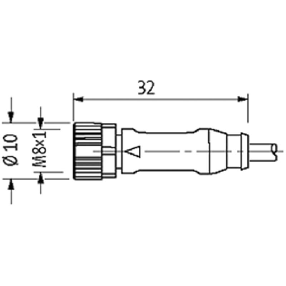 M08A Fem Droit 3p; Câble PVC 3x0.25 Gris 3m-Lire la description