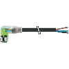 M08A Fem Coudé 3p LED PNP; Câble PUR/PVC 3x0.25 Noir Cpc 10m