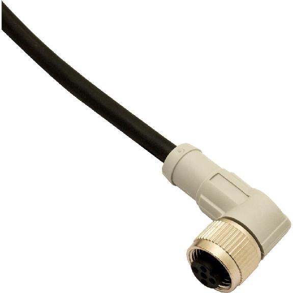 M12A Fem Coudé 4p; Câble PUR 4x0.25 Noir 10m-Lire la description