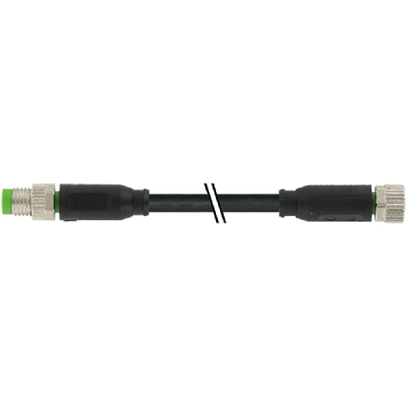 M08A Fem Droit 3p/M08A Mâle Droit 3p; PUR 3x0.25 Noir Robot Cpc 1.5m-Lire la description