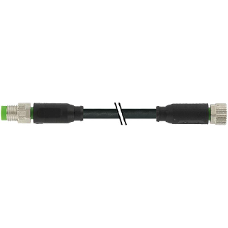 M08A Fem Droit 3p/M08A Mâle Droit 3p; PUR 3x0.25 Noir Robot Cpc 1.5m-Lire la description