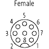 M12A Fem Coudé 8p; Câble PUR (UL/CSA) 8x0.25 Gris Cpc 30m
