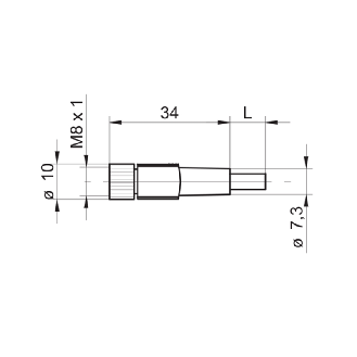 M08A Fem Droit 4p; Câble PUR 4x0.25 Gris/Noir Cpc 2m-Lire la description