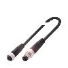 M08A Fem Droit 4p/M08A Mâle Droit 3p; PUR 3x0.34 Noir Cpc 1m