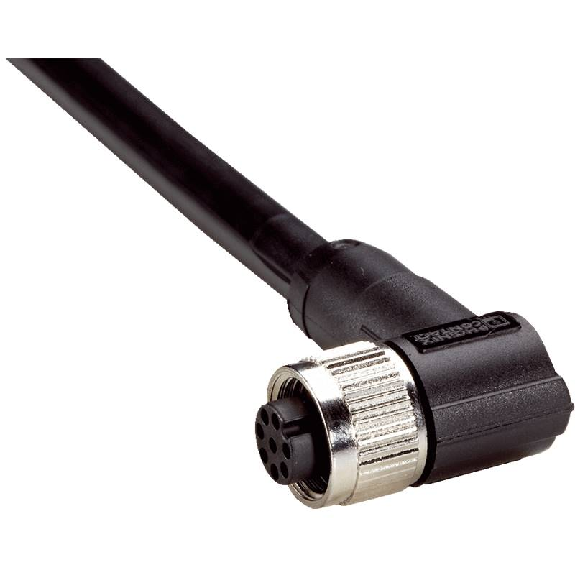 M12 Fem Coudé 8p; Câble PUR Blindé 8x0.25 Noir 10m-Lire la description