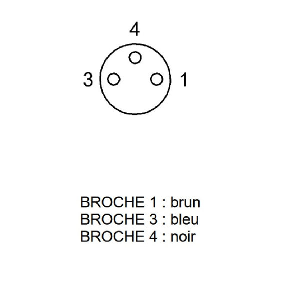 M08A Fem Coudé 3p; Câble PUR 3x0.34 Noir Cpc 3m (60V)-Lire la description