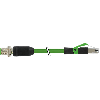 M12X Mâle Droit 8p/RJ45 Droit 8p; PUR Blindé Vert 3m Ethernet CAT6A