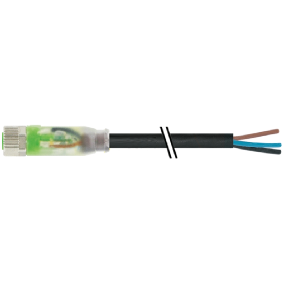 M08A Fem Droit 3p LED; Câble PVC UL/CSA 3x0.25 Noir 5m M08A Fem Droit 3p LED; Câble PVC UL/CSA 3x0.25 Noir 5m-Lire la description