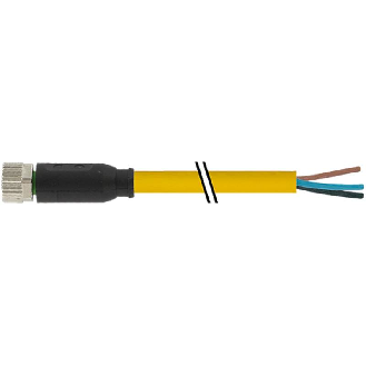 M08A Fem Droit 4p; Câble PUR UL/CSA 4x0.25 Jaune Cpc 15m-Lire la description