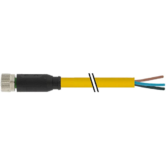 M08A Fem Droit 4p; Câble PUR UL/CSA 4x0.25 Jaune Cpc 15m-Lire la description