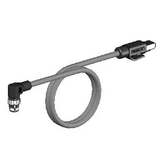 M12 Coudé/RJ45; Câble Ethernet SF/UTP Cat.5E PVC Gris 5m-Lire la description