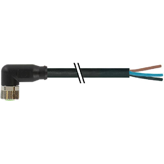 M08A Fem Coudé 3p; Câble PUR/PVC 3x0.25 Noir Cpc 2m-Lire la description