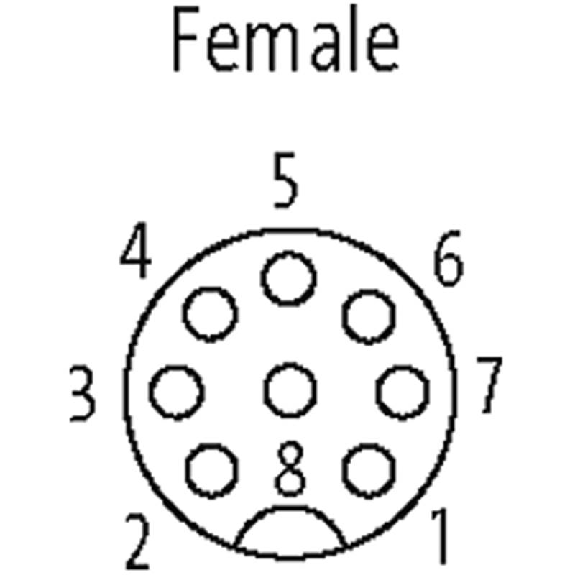 M12A Fem Coudé 8p; Câble PUR (UL/CSA) 8x0.25 Gris Cpc 7.5m-Lire la description