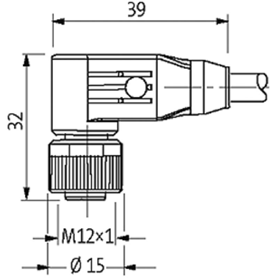 M12A Fem Coudé 8p; Câble PUR (UL/CSA) 8x0.25 Gris Cpc 7.5m-Lire la description