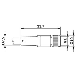 M08A Fem Droit 4p; Câble PVC 4x0.25 Noir 3m-Lire la description