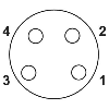 M08A Fem Droit 4p; Câble PVC 4x0.25 Noir 3m