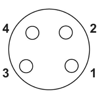 M08A Fem Droit 4p; Câble PVC 4x0.25 Noir 3m-Lire la description