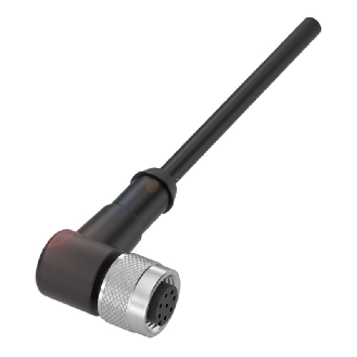 M12A Fem Coudé 8p; Câble PUR 8x0.25 Noir 5m (36VDC/30VAC)-Lire la description