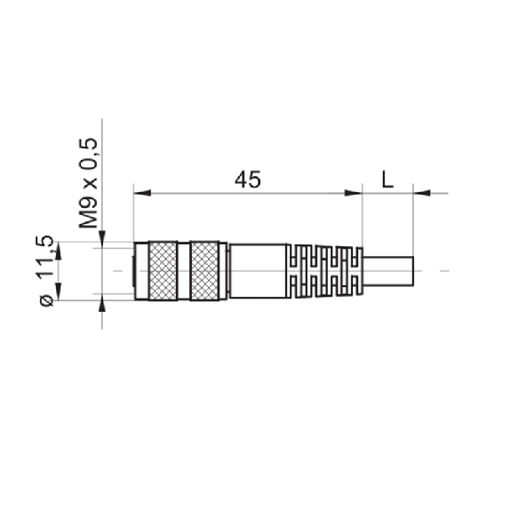 M09 Fem Droit 5p; Câble Blindé PUR/PVC 5x0.14 Noir Cpc 2m-Lire la description