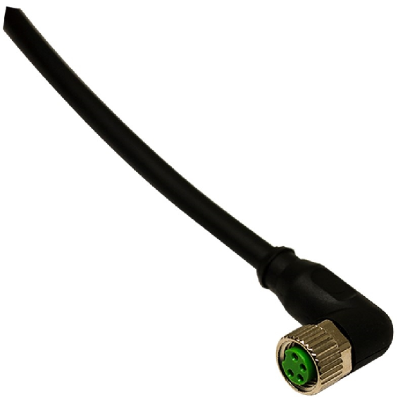 M08A Fem Coudé 4p; Câble PVC 4x0.25 Noir 2m-Lire la description