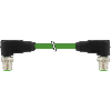 M12 Mâle 90°/M12 Mâle 90°; PUR Blindé 2x2x0.34 Vert Ethernet 10m