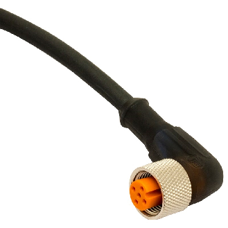 M12A Fem Coudé 5p; Câble PUR Noir 2m-Lire la description