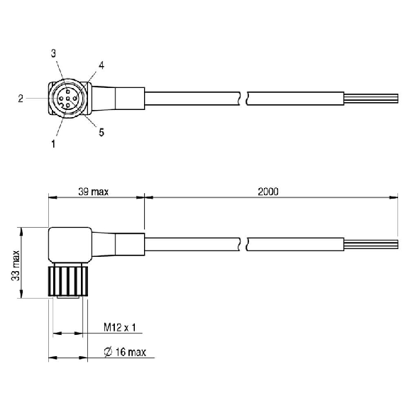 M12A Fem Coudé 5p; Câble PUR Noir 2m M12A Fem Coudé 5p; Câble PUR Noir 2m-Lire la description