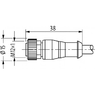 M12A Fem Droit 4p; Câble PUR/PVC 4x0.34 Noir 2m-Lire la description