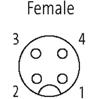 M12A Fem Droit 4p; Câble PUR/PVC 4x0.34 Noir 2m-Lire la description
