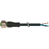 M12A Fem Droit 4p; Câble PUR/PVC 4x0.34 Noir 2m