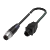 M12 Mâle Droit 4p/M12 Mâle Droit 4p Câble PUR 4x0.34 Noir Blindé 0.3m
