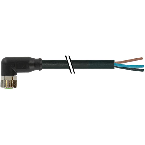 M08A Fem Coudé 4p; Câble PVC UL/CSA 4x0.25 Noir 10m-Lire la description