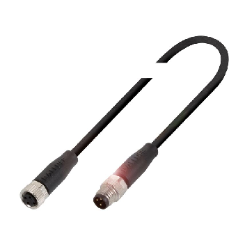 M08A Fem Droit 3p/M08A Mâle Droit 3p; Câble PVC 3x0.34 Gris Cpc 3m-Lire la description