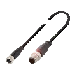 M08A Fem Droit 3p/M12A Mâle Droit 3p; Câble PUR 3x0.34 Noir Cpc 5m